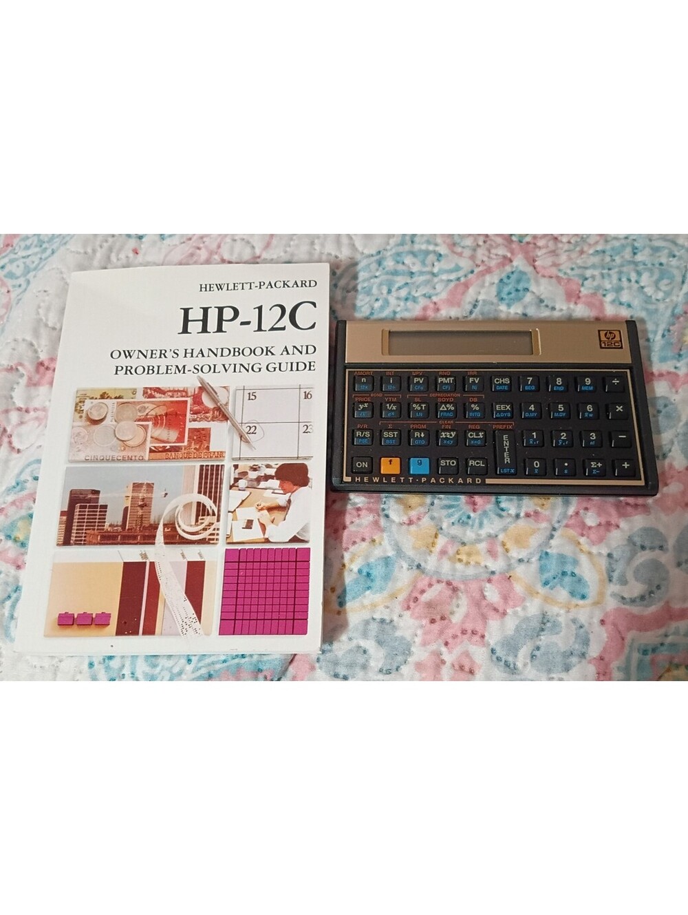 Vintage HP-12C Financial Calculator with Original Owner's Handbook Manual